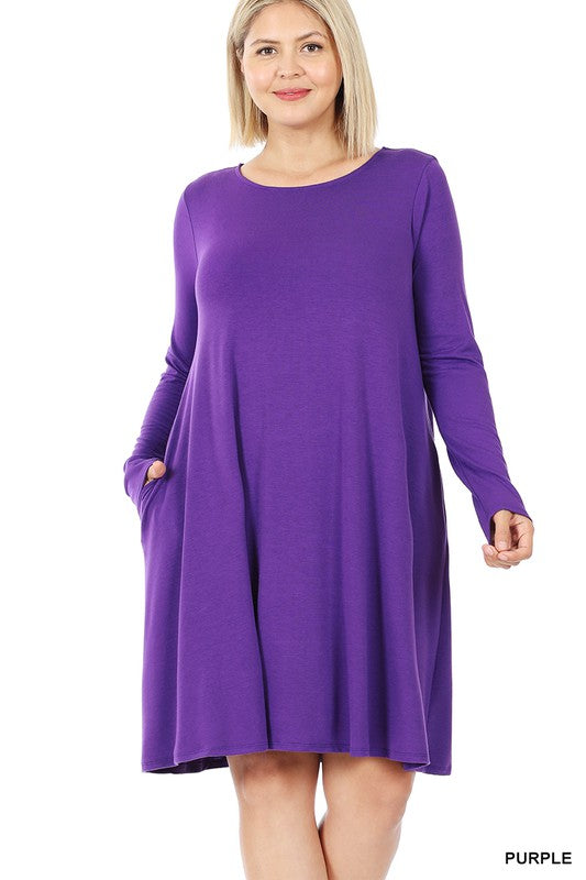 351- Purple 3/4 length Sleeve T-Shirt Dress