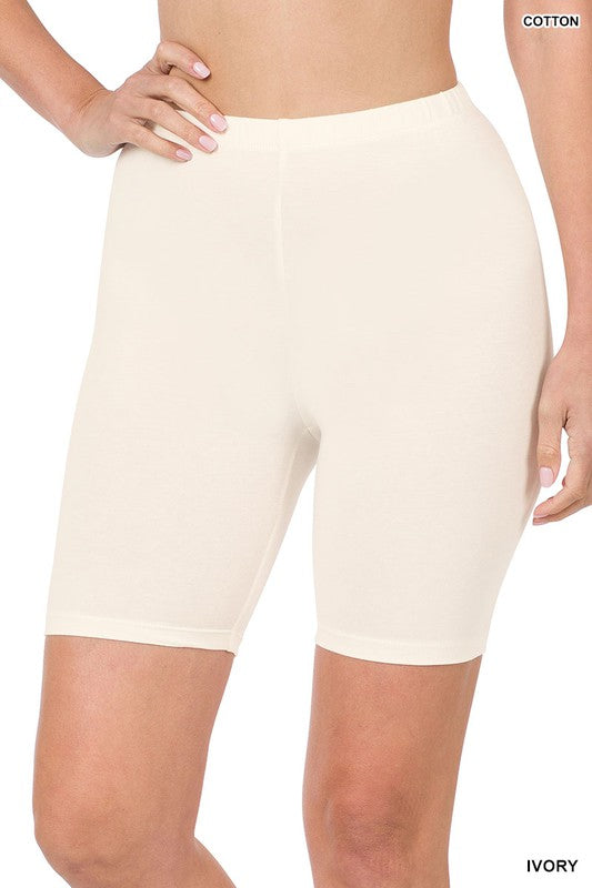 1609- Ivory Biker Shorts