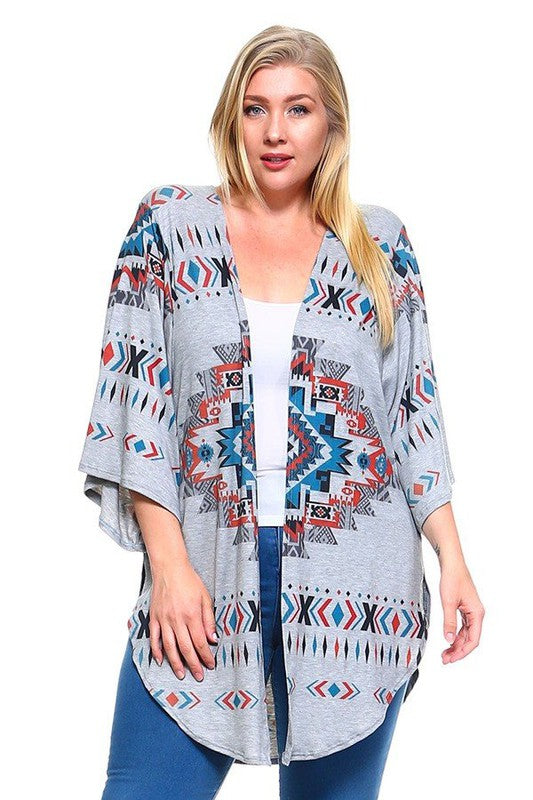 808- Heather Gray Aztec Cardigan