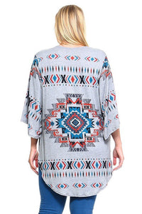 808- Heather Gray Aztec Cardigan