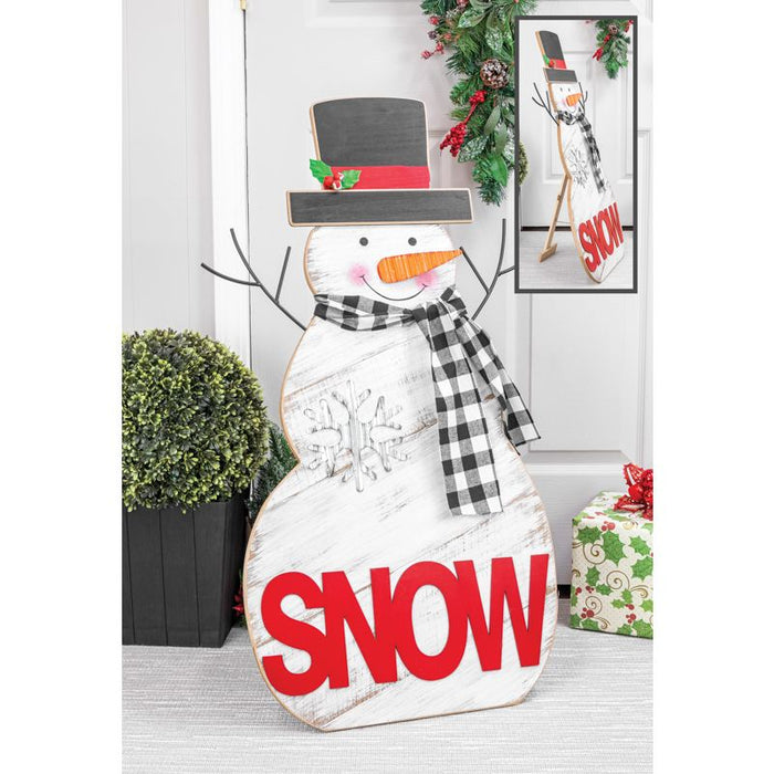 7122- Black & White Snowman w/ Scarf Easel