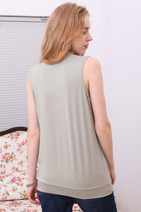 1548- Dusty Sage Pleated Mock Neck Tank Top