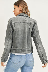 6638- Light Grey Acid Wash Jacket