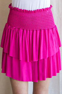 736- Hot Pink Ruffle Smocked Skort