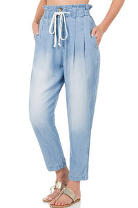 1047- Medium Wash Chambray Drawstring Pants