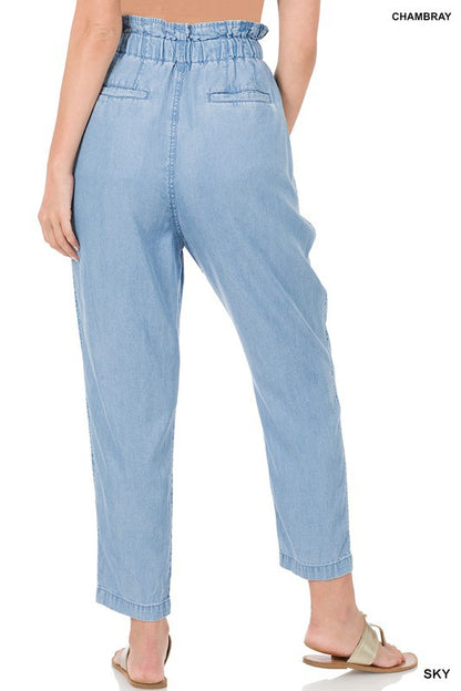 1047- Medium Wash Chambray Drawstring Pants