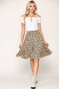 787- Leopard Print Flared Detail Skirt