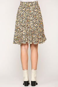 787- Leopard Print Flared Detail Skirt