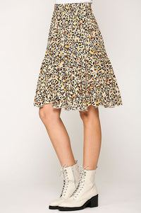 787- Leopard Print Flared Detail Skirt