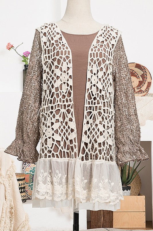 471- Crochet Vest w/ Lace Base Detail