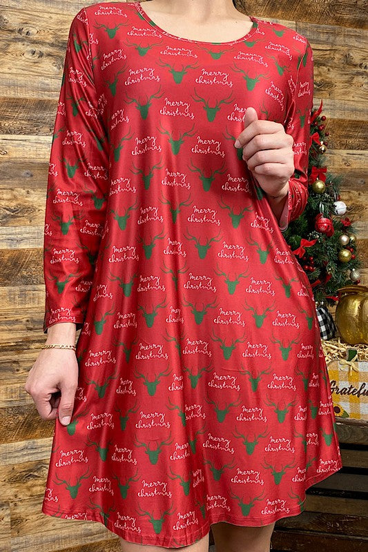 1811- Red Merry Christmas Dress