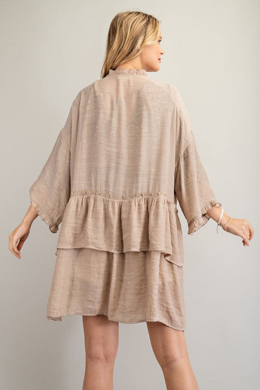 1588- Mushroom Ruffle Cardigan