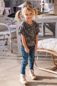 253- Kids Camo Ruffle Chevron Top