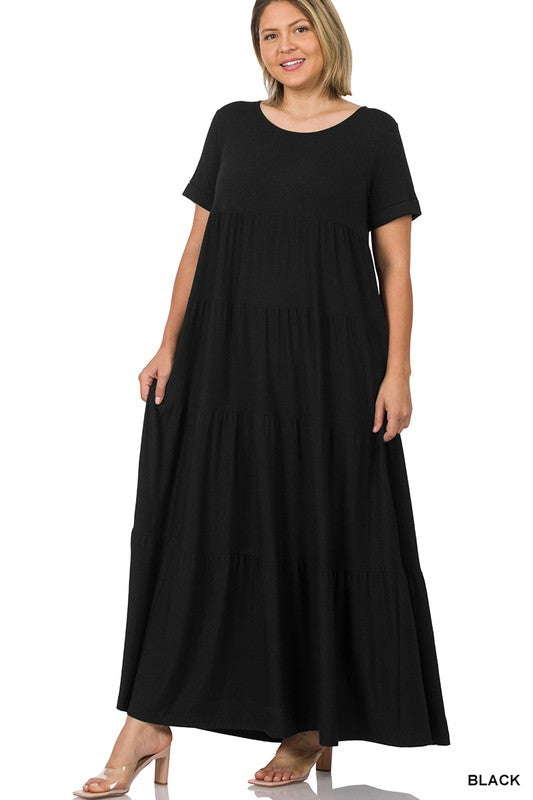 516- Black Tier Maxi Dress