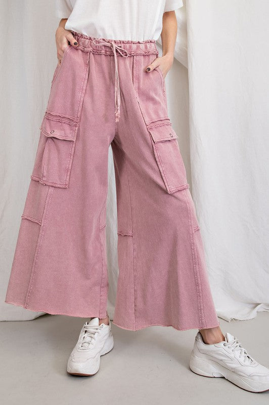 1630- Faded Plum Cargo Pull On Pants