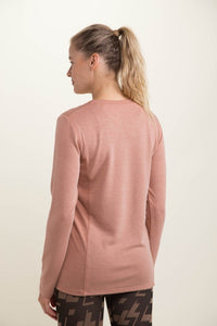 560- Mono B Salmon Long Sleeve Top w/ Raw Hem