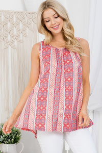 761- Coral Pattern Boho Tank Top