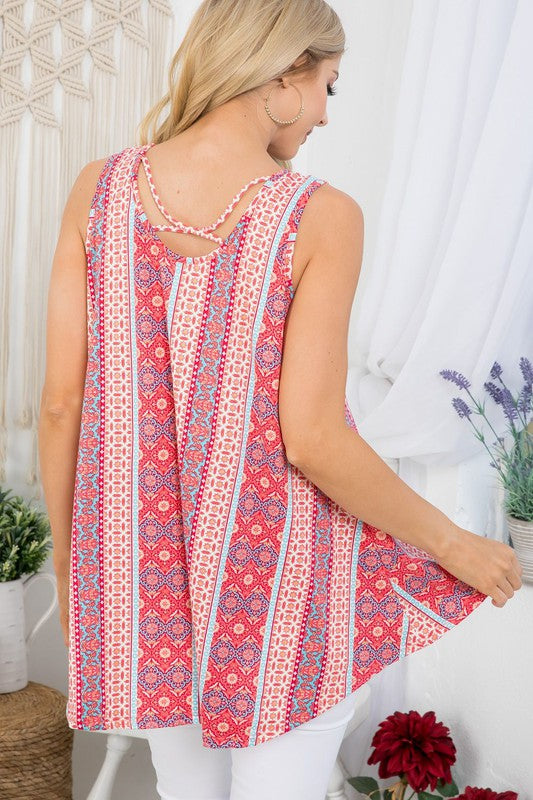 761- Coral Pattern Boho Tank Top