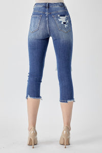 8019- High Rise Distressed Capri Jeans [RISEN]