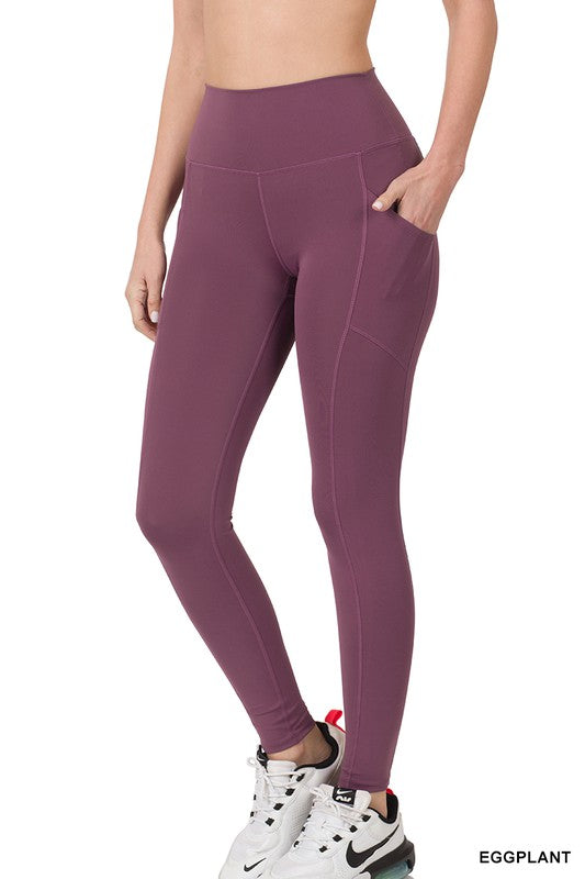 851- Eggplant Pocket Full Length Athletic Leggings