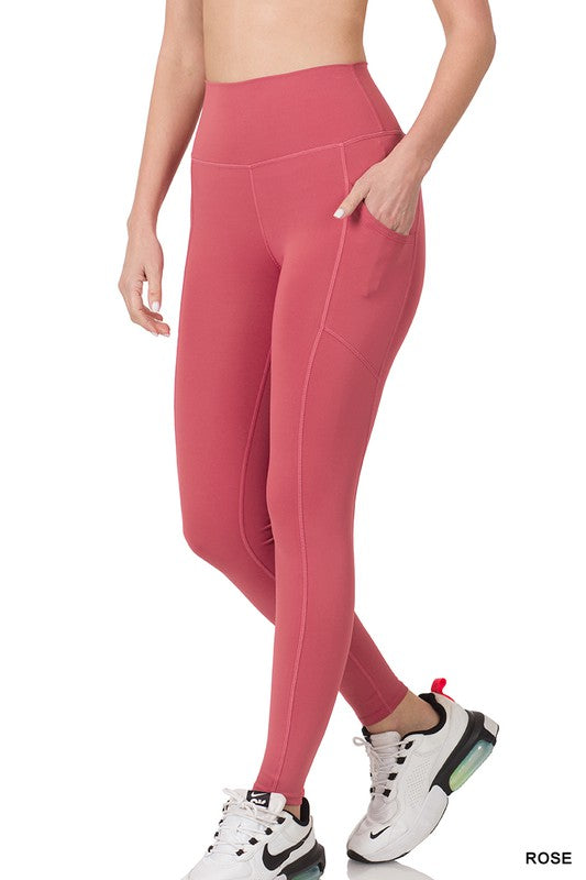 853- Rose Pocket Full Length Athletic Leggings