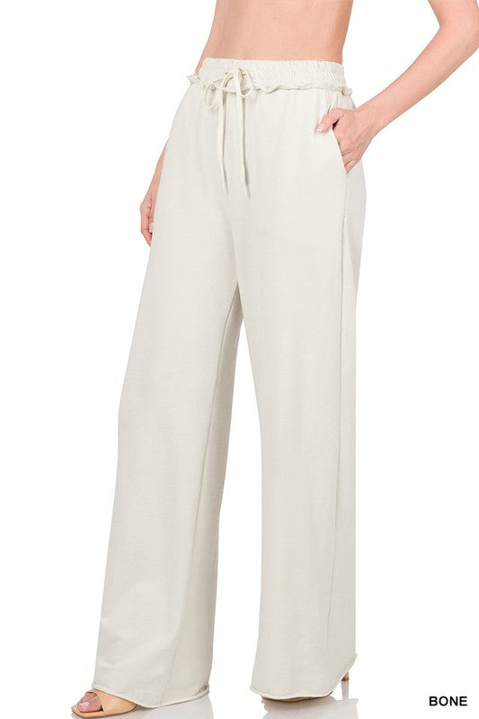 1414- Bone French Terry Drawstring Lounge Pants