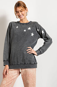 1961- Smoke Star Printed Detail French Terry Sweatshirt