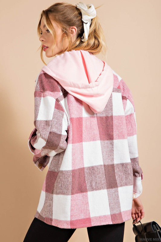 6651- Mauve Mix Hooded Plaid Shacked