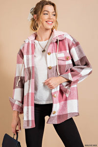 6651- Mauve Mix Hooded Plaid Shacked