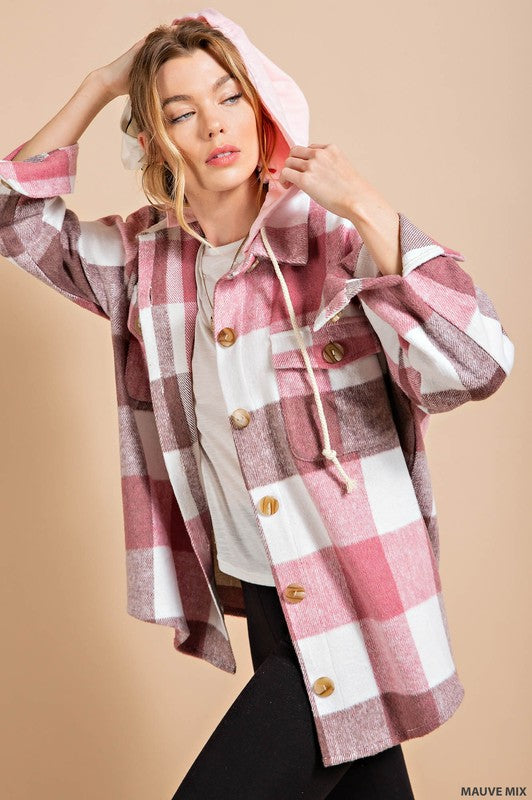 6651- Mauve Mix Hooded Plaid Shacked