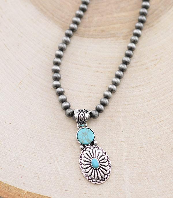 7067- Turquoise Western Concho Necklace