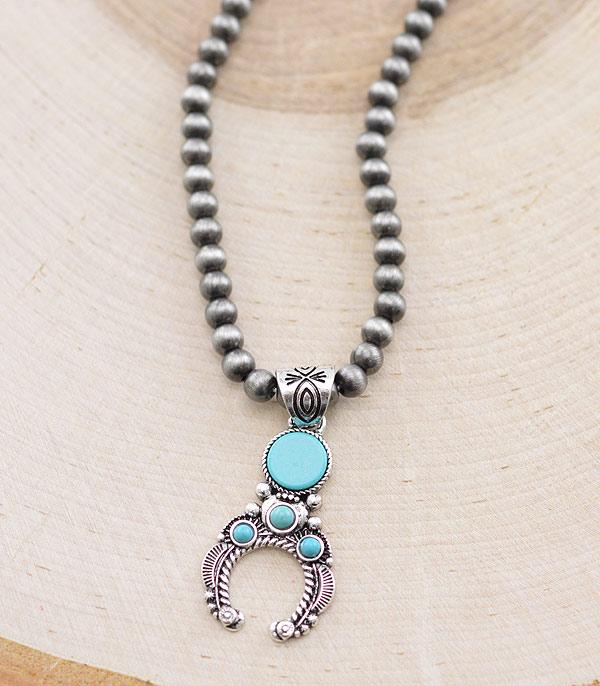 7068- Turquoise Western Squash Blossom Necklace