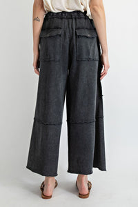 6708- Black Cargo Pull On Pants