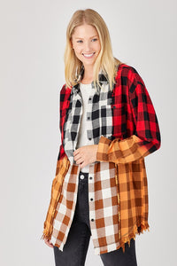 6672- Contrast Ombre Oversized Long Button Down Shirt