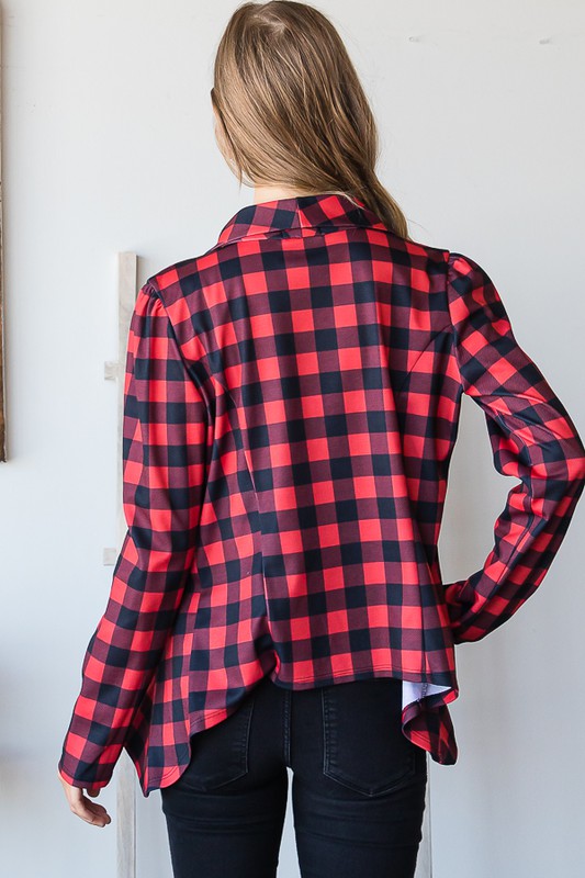 6660- Red & Black Plaid Blazer