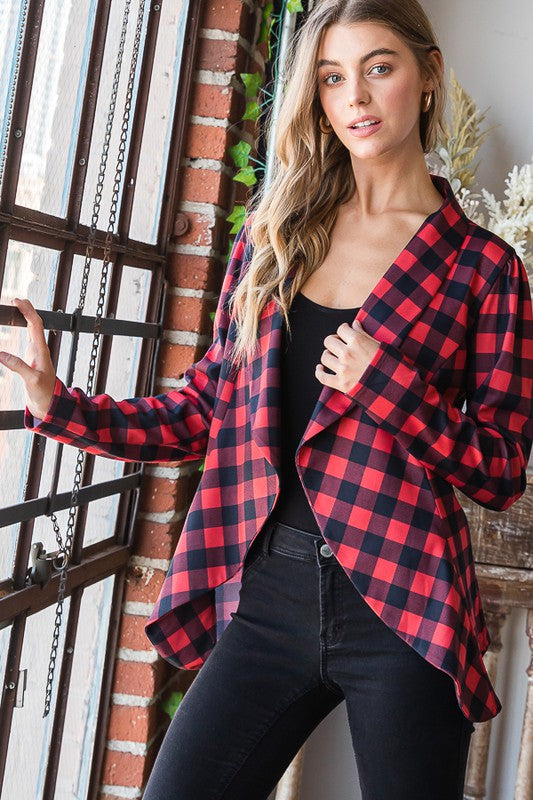 6660- Red & Black Plaid Blazer