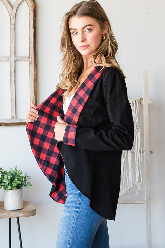 6659- Black w/ Buffalo Plaid Blazer