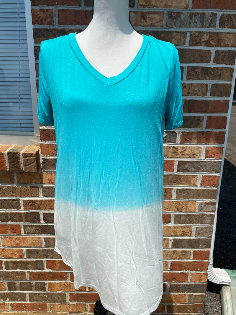 1285- Aqua Ombré Boyfriend Tee