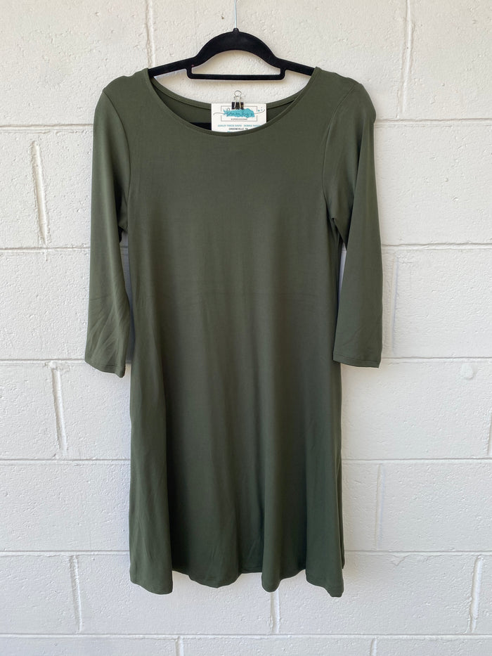 919- Buttersoft Olive 3/4 Sleeve Dress