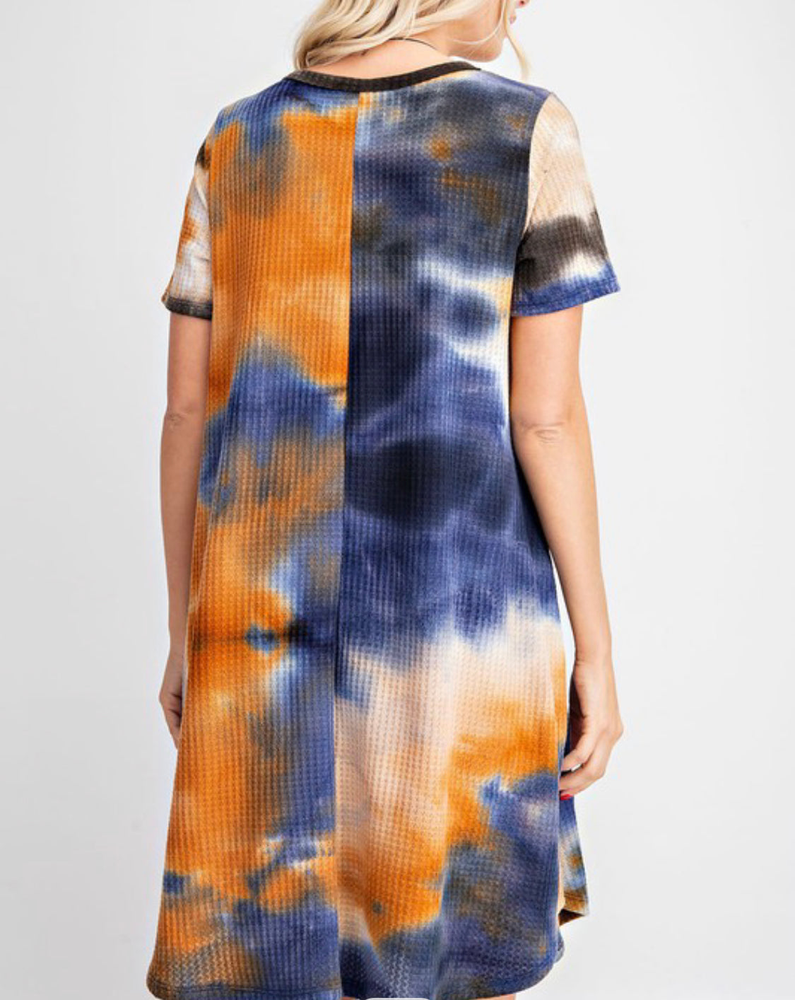 1200- Tie Dye Waffle Swing Dress