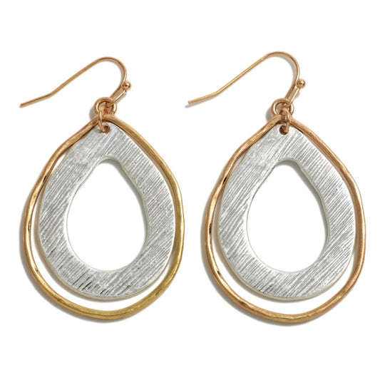 1226- Gold & Metal Tone Teardrop Drop Earrings