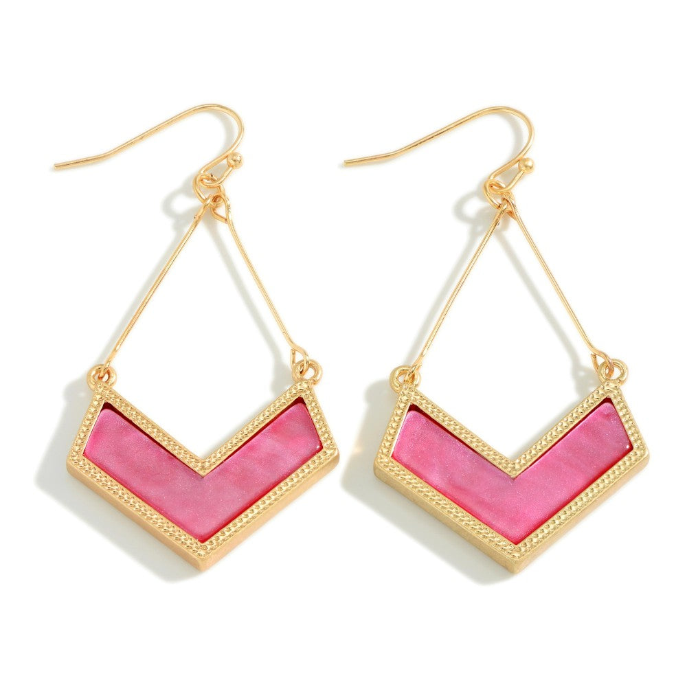 6097- Hot Pink Pearlescent Insert Drop Earring