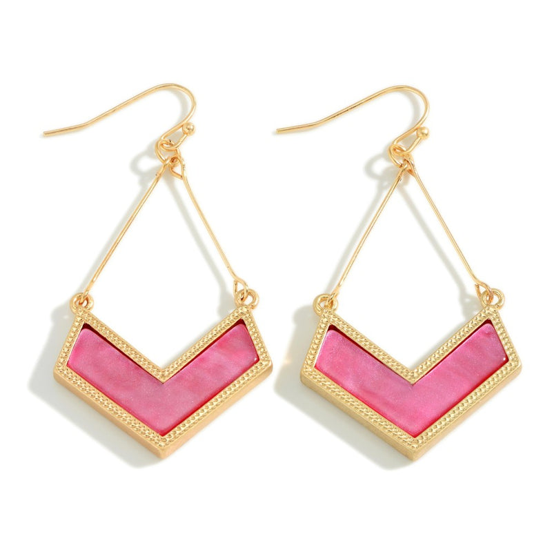 6097- Hot Pink Pearlescent Insert Drop Earring