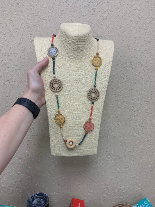 634- Colorful Mandala Detail Necklace