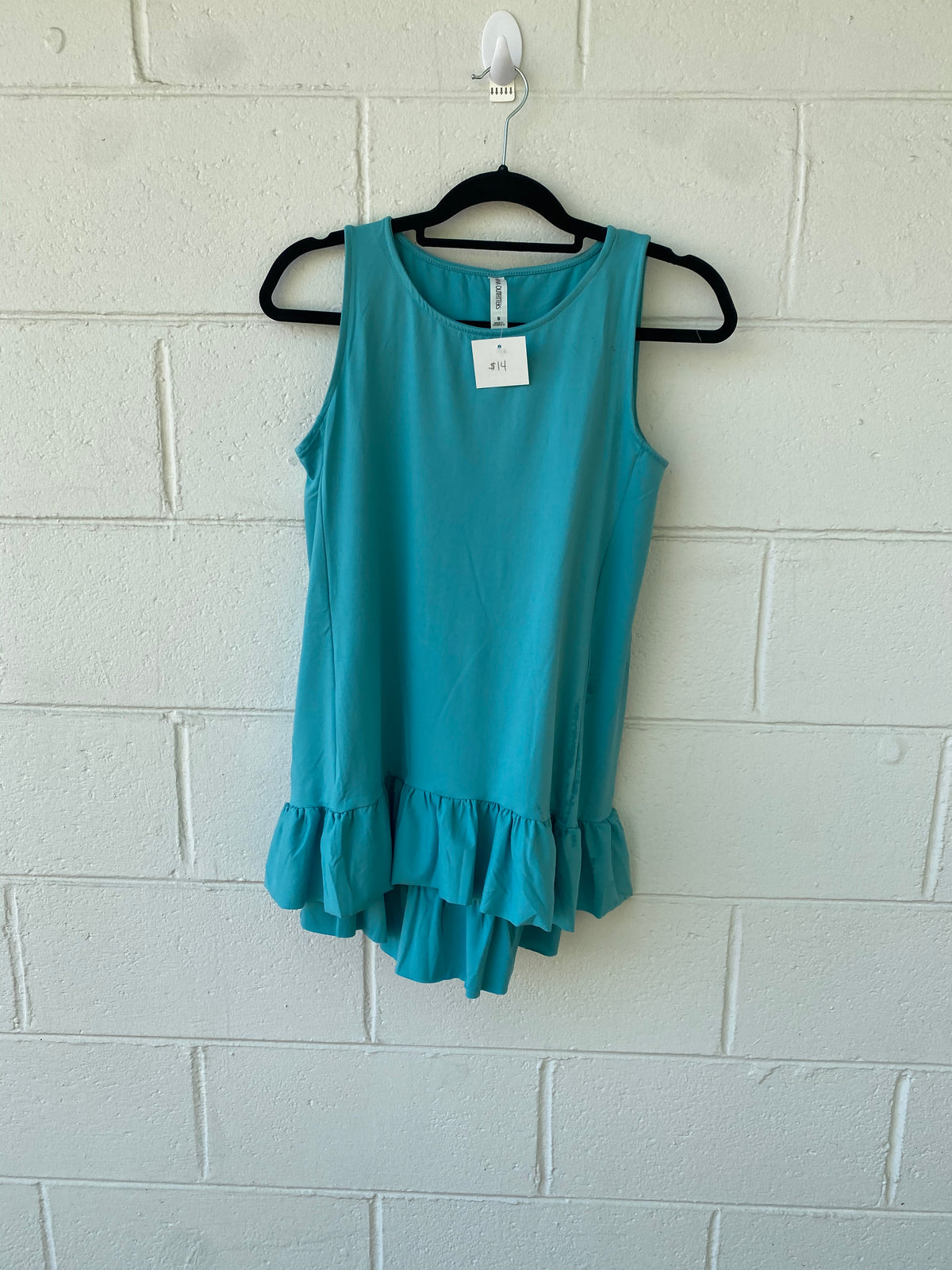 1160- Turquoise Ruffle Tank Top