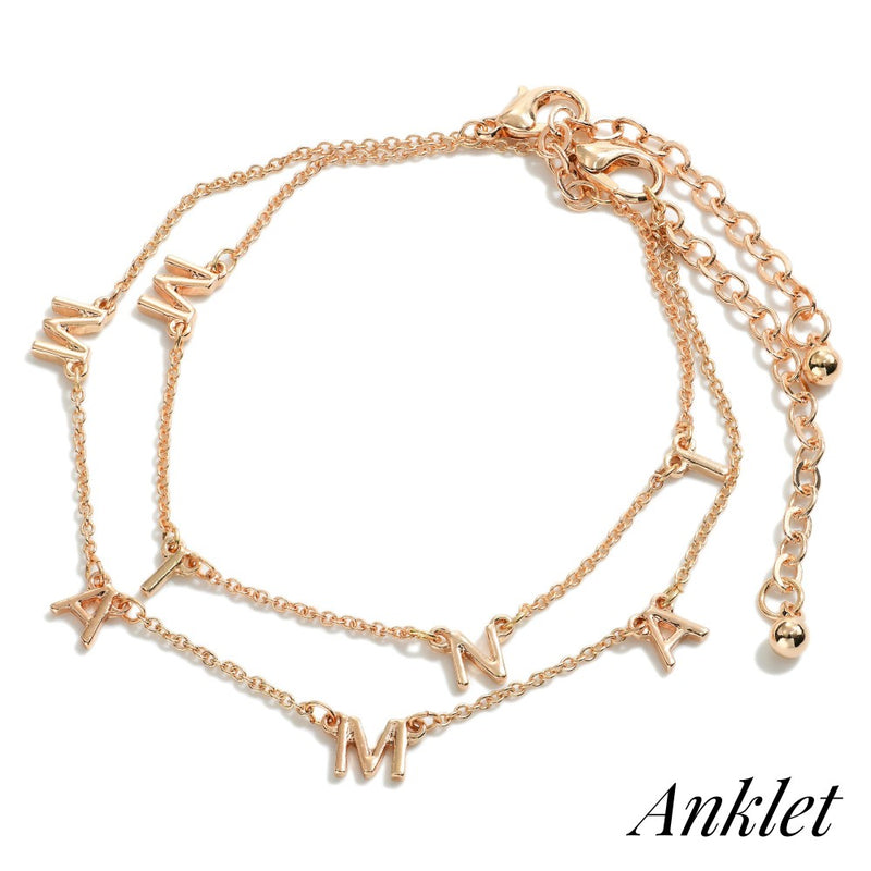 1235- Gold Mama & Mini Anklet