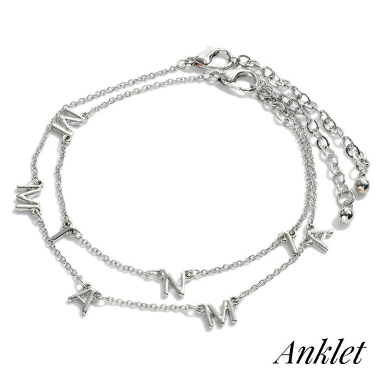 1236- Silver Mama & Mini Ankle Bracelet