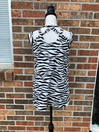 1448- Zebra Cut Out Back Relaxed Top