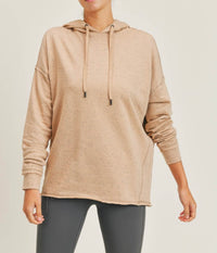 1665- Wheat Sprinkle Relaxed Fit Hooded Top