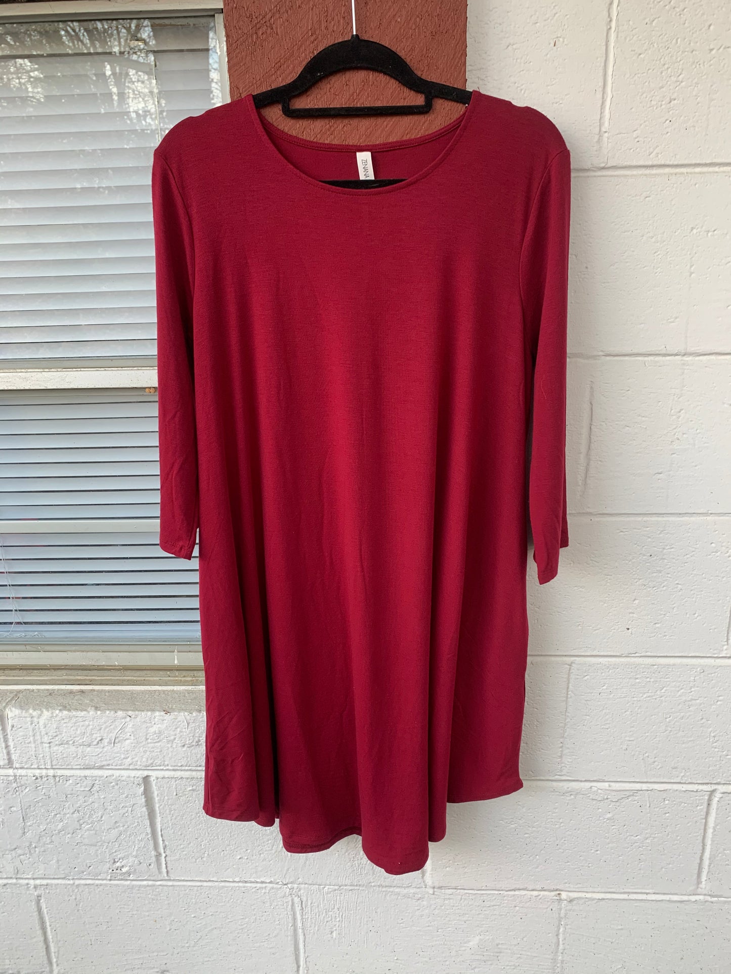 890- Maroon Long Sleeve T-shirt Dress